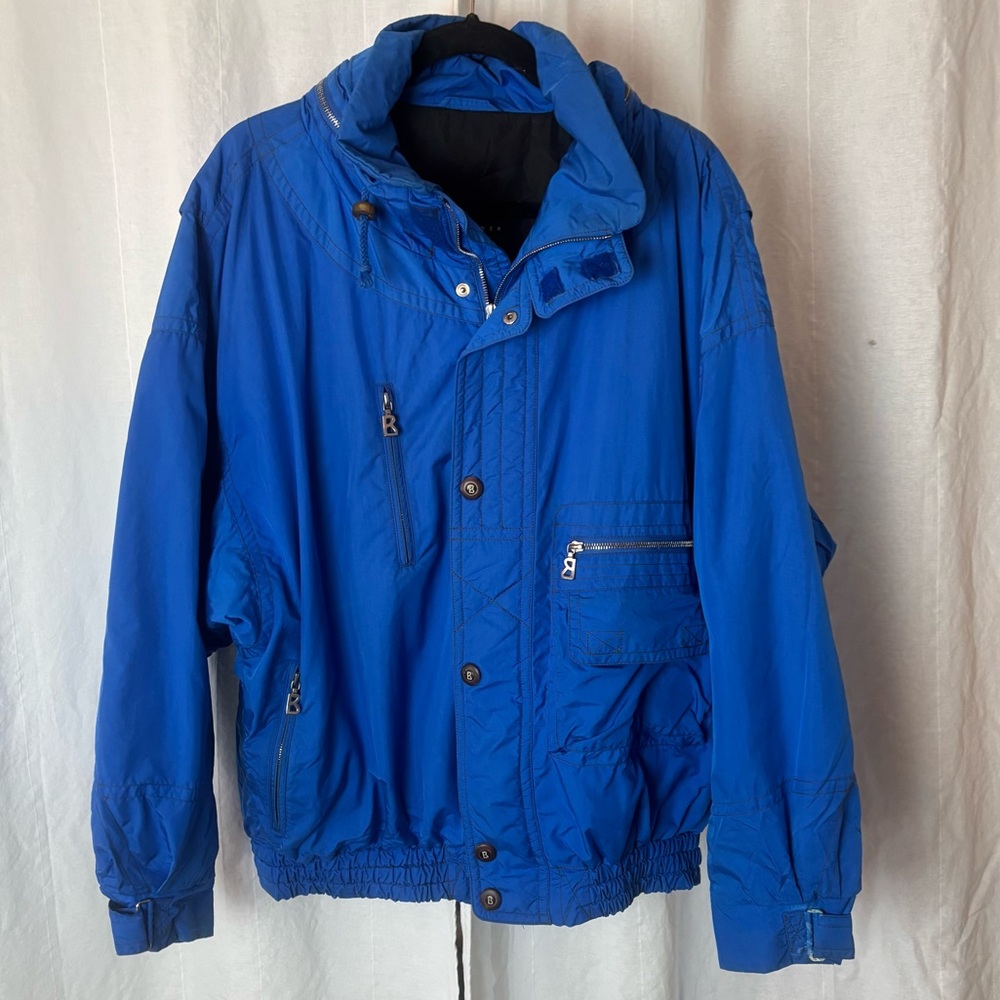 Vintage Bogner Ski Snowboard Jacket Parka Royal Blue Men’s XL Made In USA W/Hood